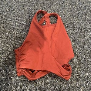 Lulu lemon reddish brown criss cross top